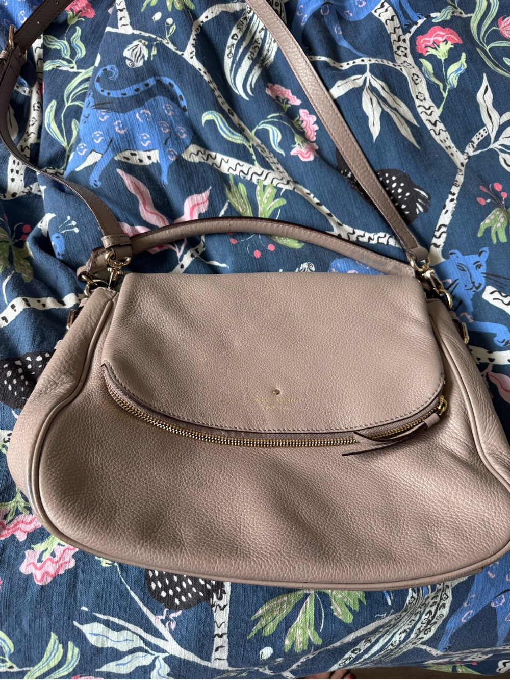 Kate Spade Pebbled Leather Shoulder Bag in Taupe